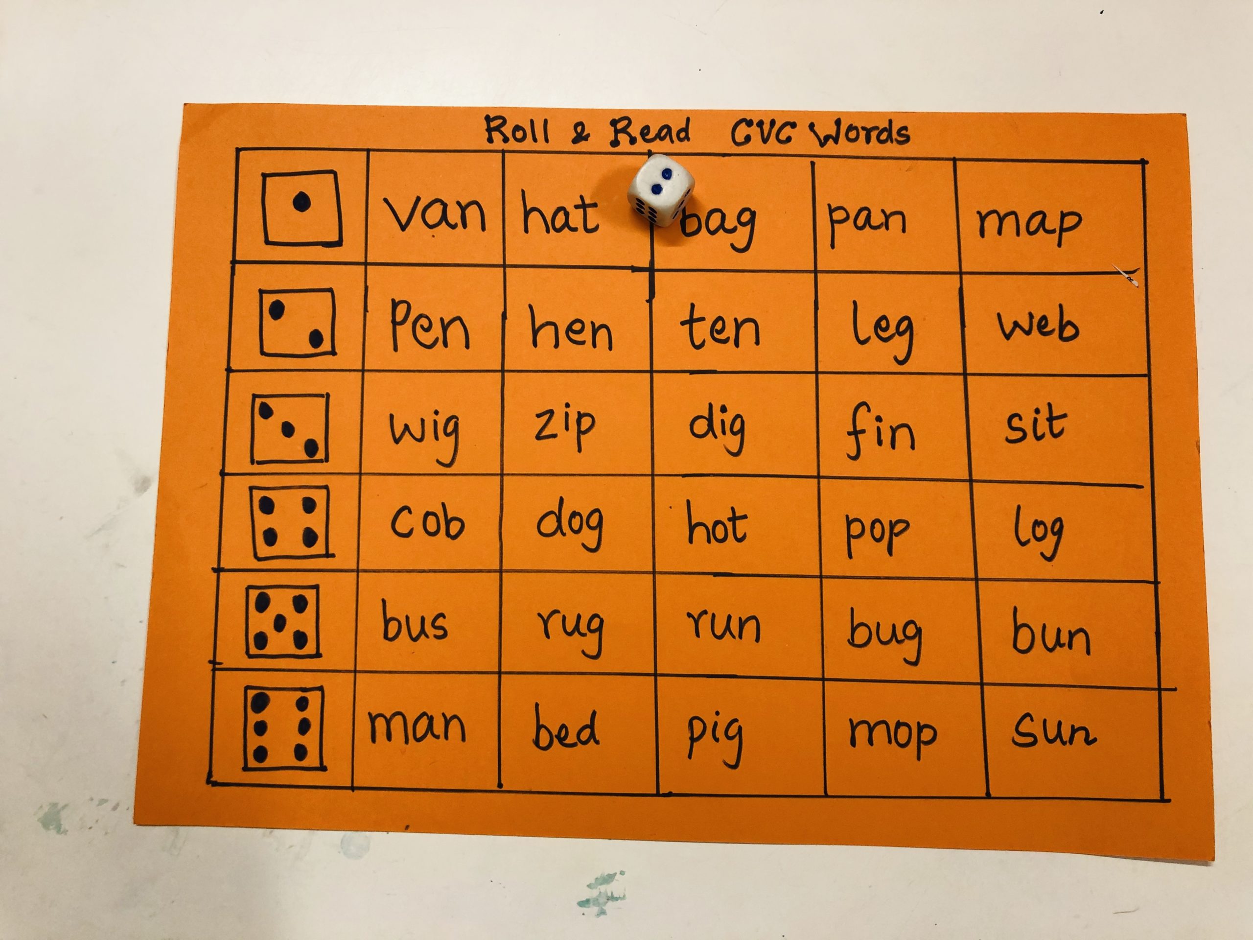 DIY Roll and Read CVC Word Chart- Activities for Preschoolers | Go Mommy
